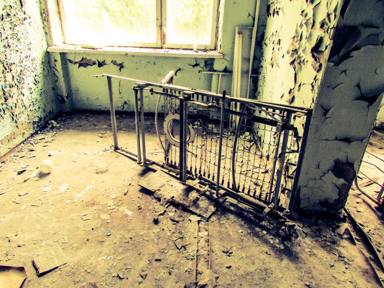 Inne på en av sengepostene.